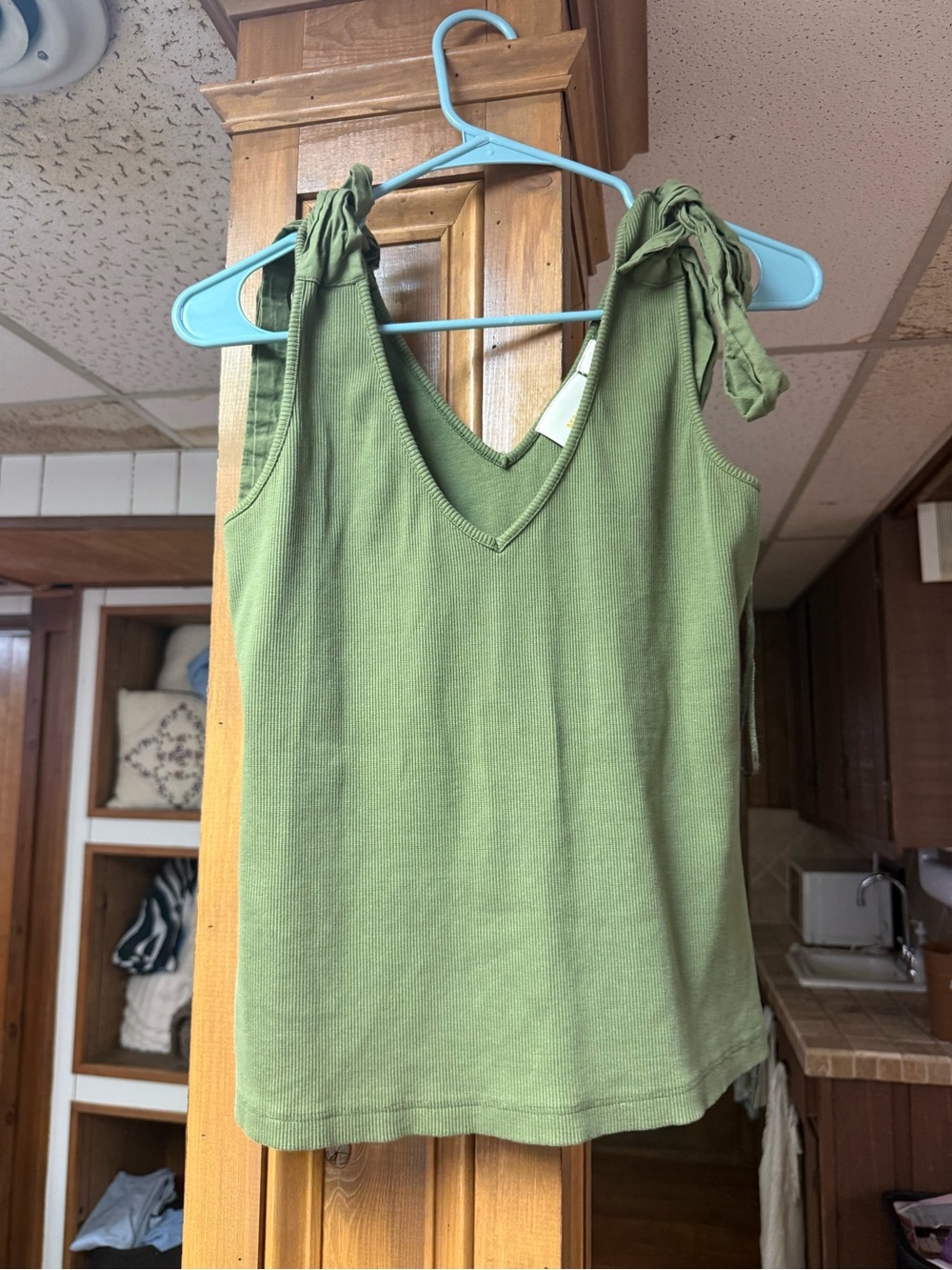 Anthropologie Olive Tie-Strap V-Neck Tank - Picture 4 of 4